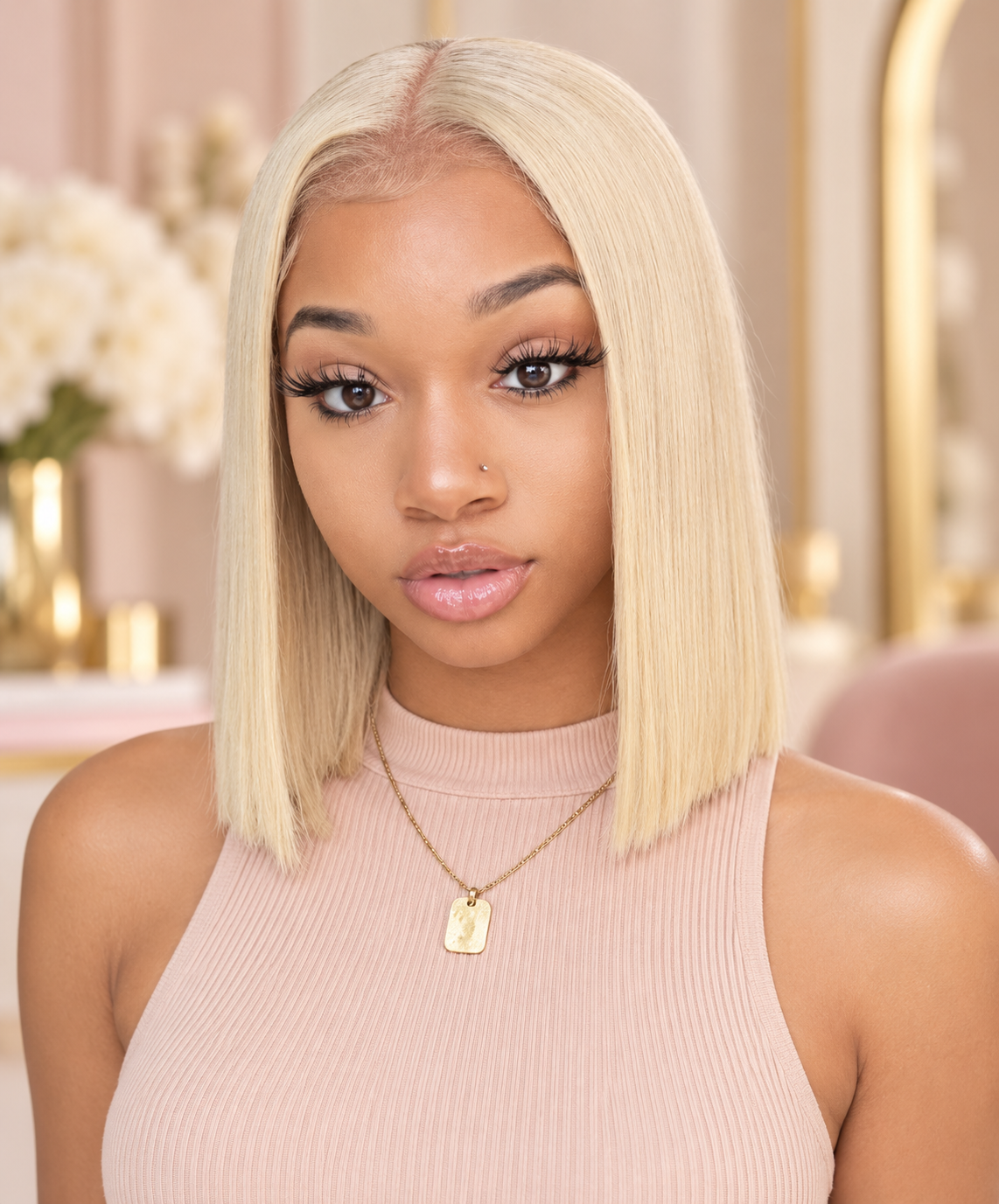 Bossy Blonde Straight Bob – Custom HD Lace Wig