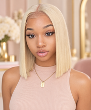 Bossy Blonde Straight Bob – Custom HD Lace Wig
